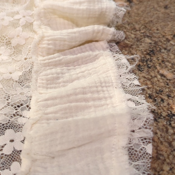 POL Romantic Cream/Pink Lace Bohemian Coquette Girl Cardigan Ruffle Hem Sz M - Picture 6 of 11